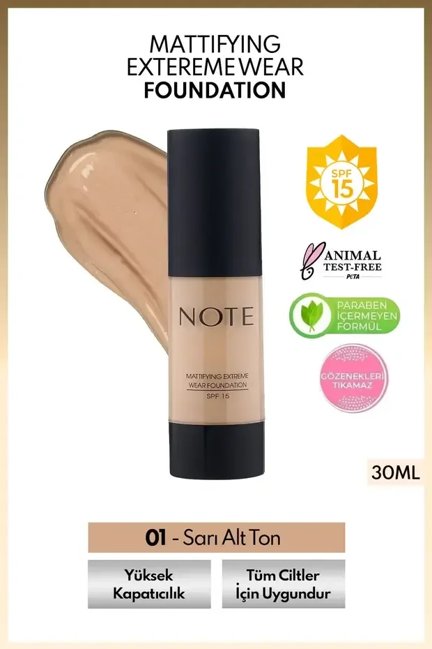 SPF 15 Mat Kapatıcı Fondöten - 01 Beige