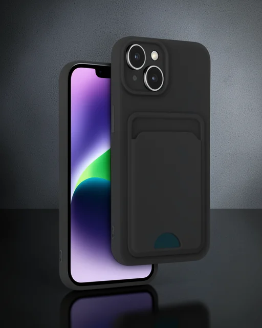 Apple İphone 14 Kılıf Kelvin Kartvizitli Silikon - Siyah