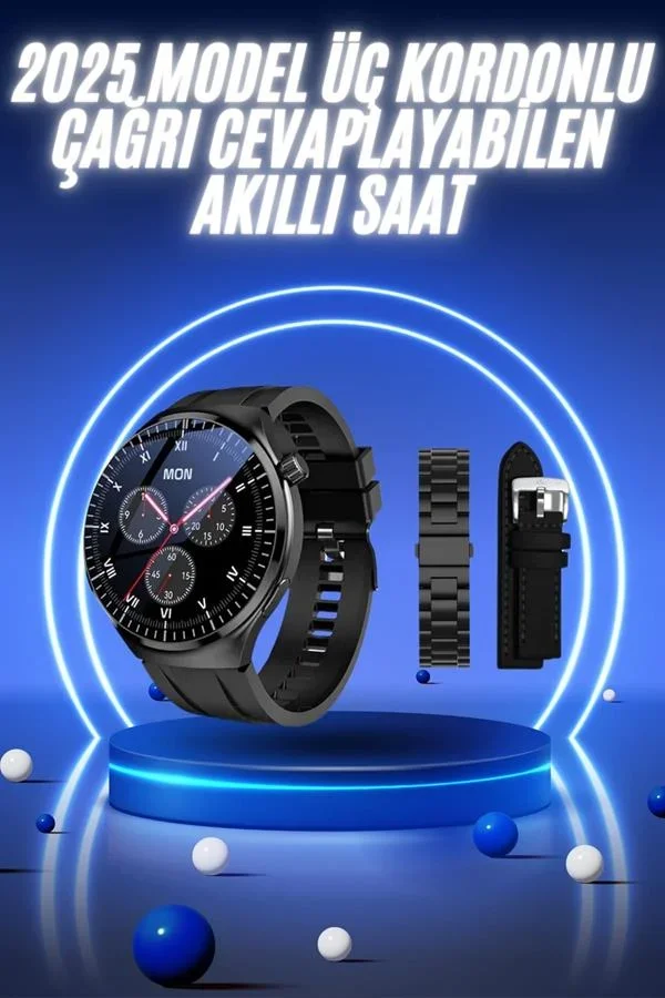 Akıllı Saat Yeni Nesil Üç Kordonlu Nabız Ölçer Çağrı Cevaplama görsel 2