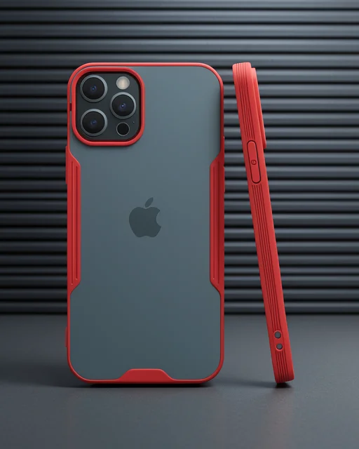 Apple İphone 12 Pro Max Kılıf Platin Silikon - Kırmızı