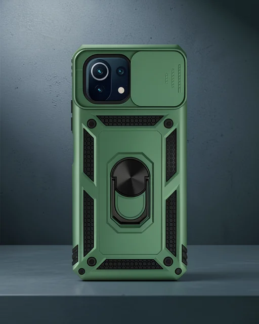 Xiaomi Mi 11 Lite Kılıf Pars Lens Yüzüklü Silikon - Yeşil