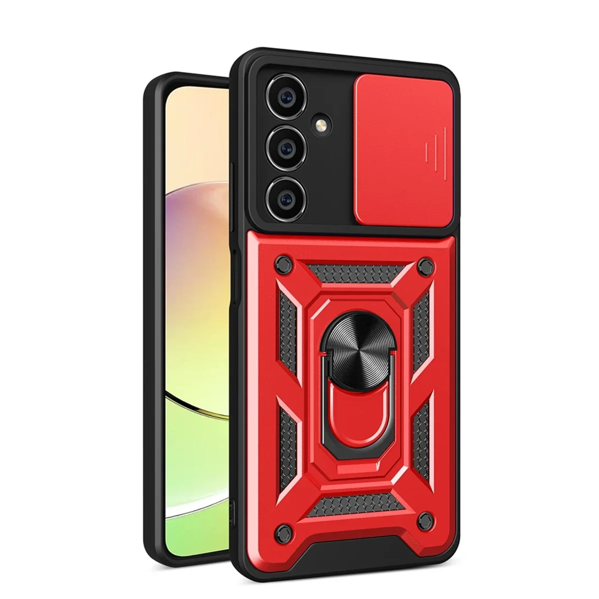 Samsung Galaxy A05 Kılıf Pars Lens Yüzüklü Silikon - Kırmızı