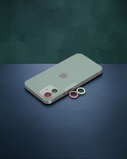 Apple İphone 12 Renkli Kamera Lens Koruma Cam - Yeşil-pembe