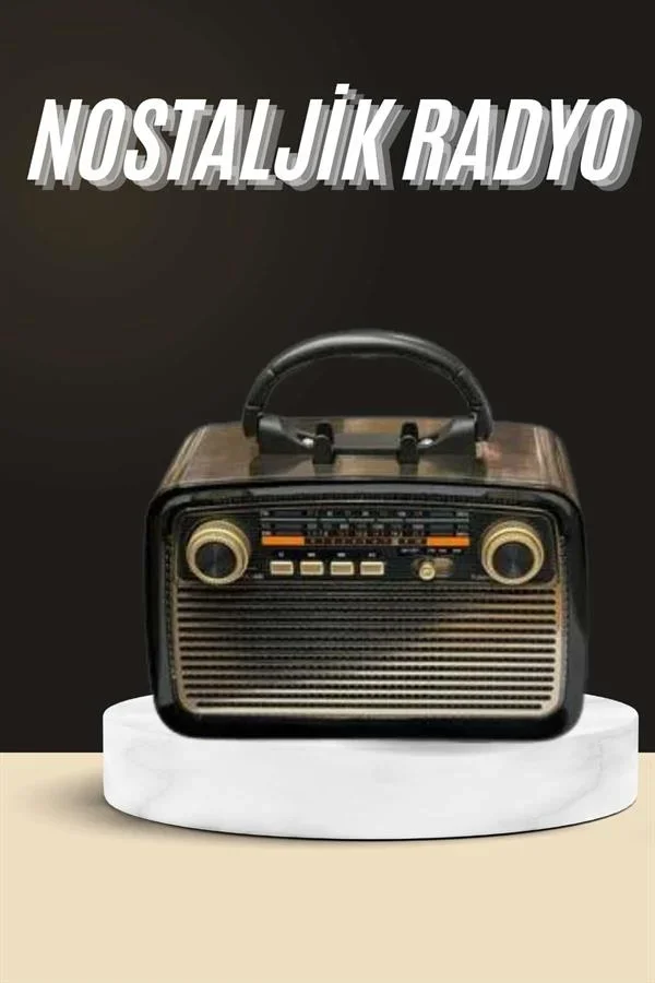 Nostaljik Radyo Bluetooth Bağlantılı Müzik Kutusu Ahşap görsel 2