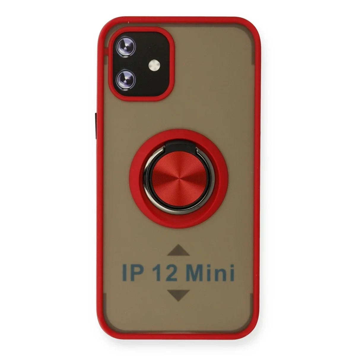 Apple iPhone 12 Mini Kılıf Montreal Yüzüklü Silikon Kapak - Kırmızı