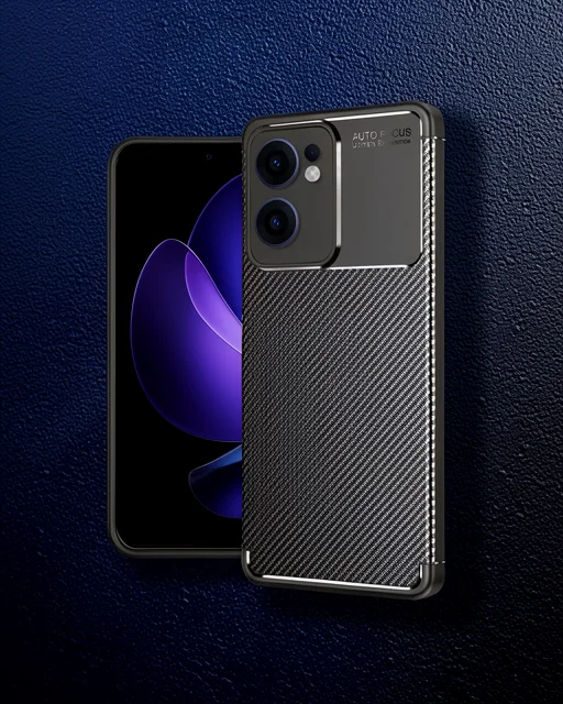 Oppo Reno 13f Kılıf Auto Focus Karbon Kapak - Kahverengi