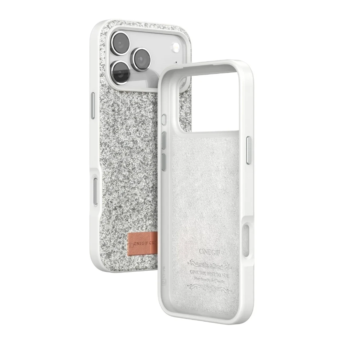 Onegif Apple iPhone 17 Pro Bright Simli Kapak - Beyaz görsel 3