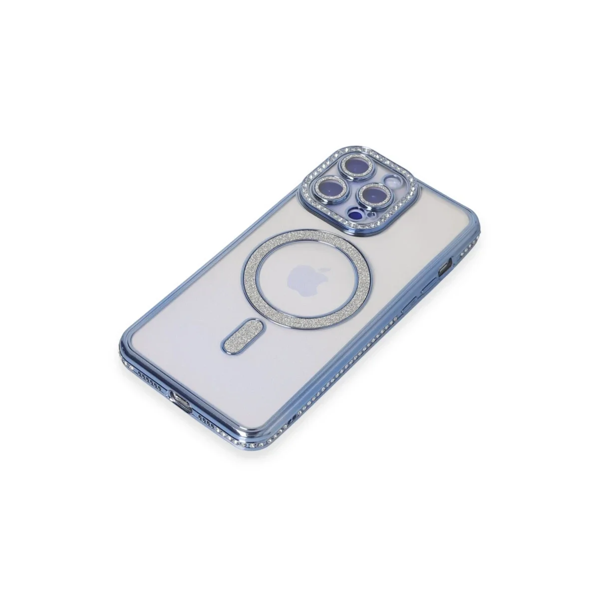 Apple iPhone 15 Pro Kılıf Joke Simli Magneticsafe Kılıf - Mavi görsel 3