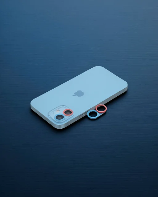 Apple İphone 12 Mini Renkli Kamera Lens Koruma Cam - Pembe-mavi