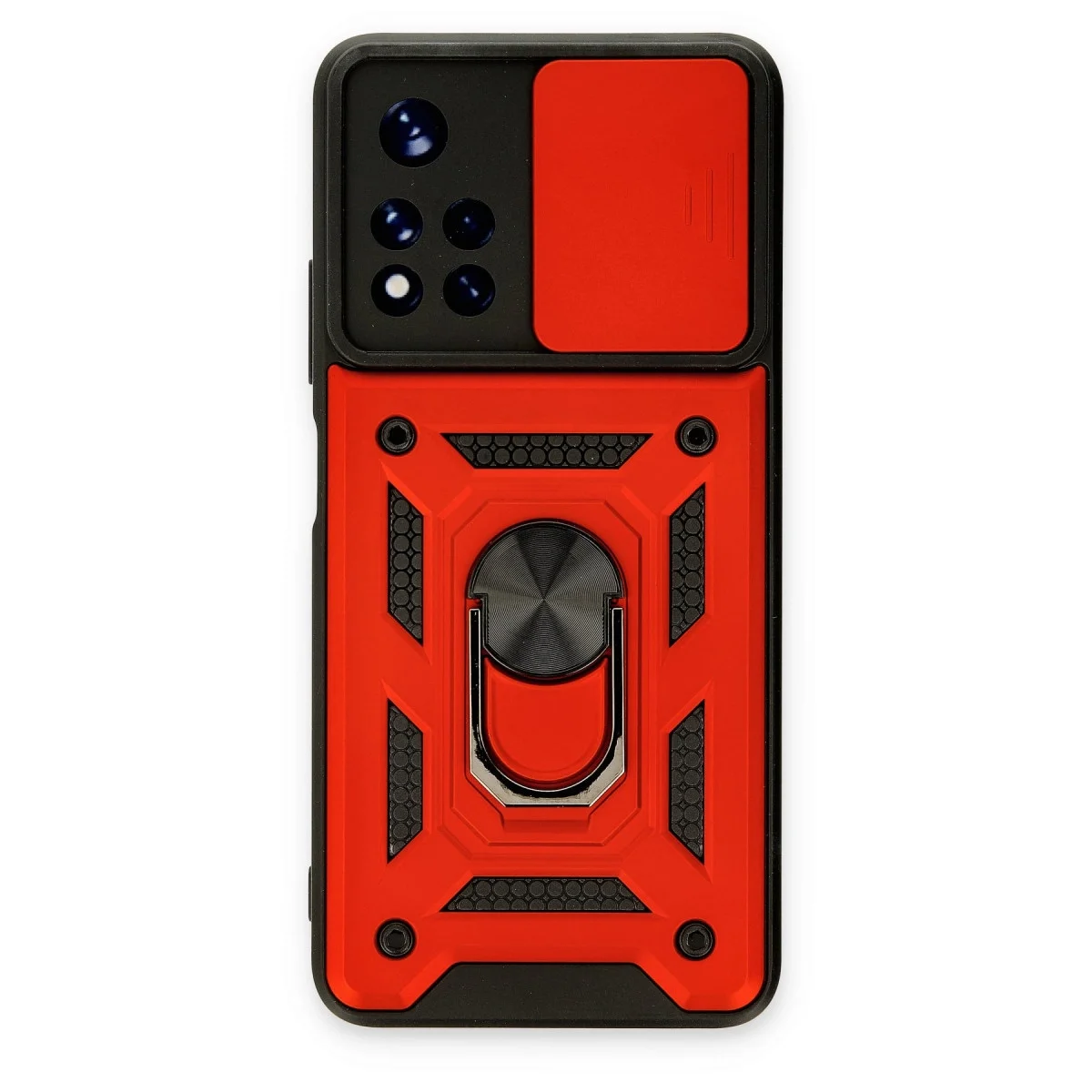 Xiao Red Note 11t Kılıf Pars Lens Yüzüklü Silikon - Kırmızı