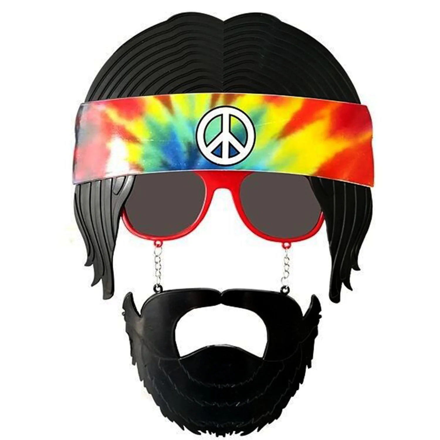 Siyah Saçlı Bandana Tasarımlı Hippi Parti Gözlüğü 26x18 cm görsel 2