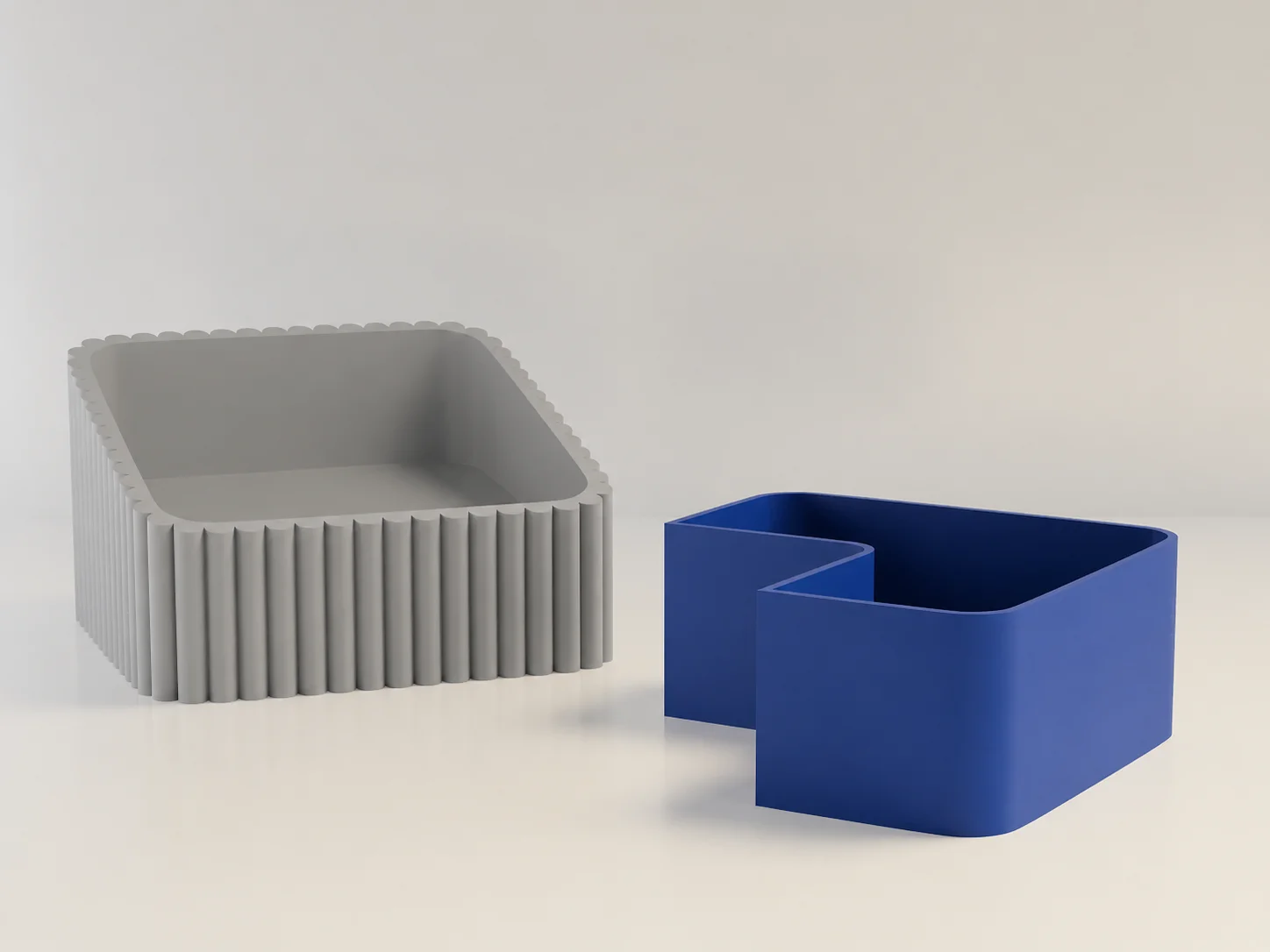 3D Baskı Fıstık Kasesi - Çift Hazneli Kabuk Ayırıcı Sunum Kasesi - Gri Mavi görsel 2