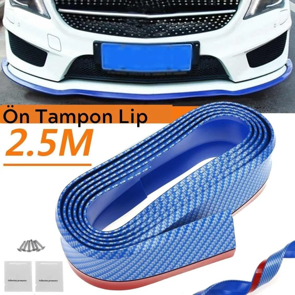 Mavi 2,5 Metre Araba Oto Ön Tampon Koruyucu Kauçuk Pratik Tampon Şerit Bant Döşeme Kiti (adet fiyatıdır) görsel 5