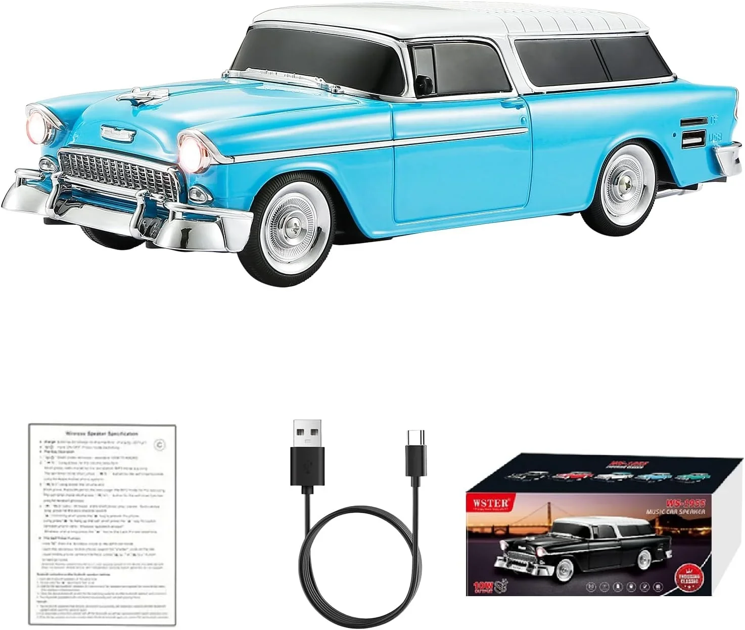 Retro Klasik Araba Bluetooth Hoparlör Kablosuz HD Ses FM Radyo YG-1955 görsel 4