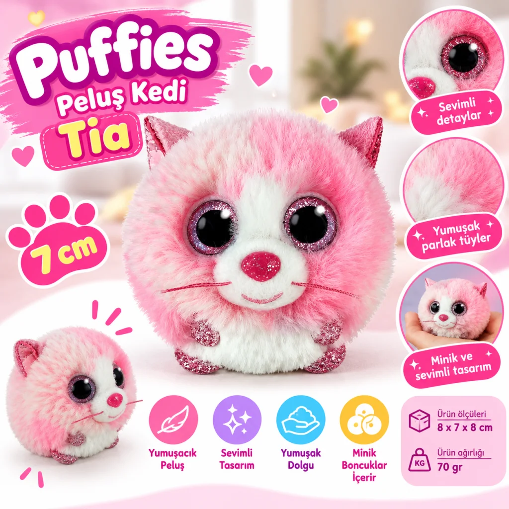 Peluş Kedi Tia 7 cm