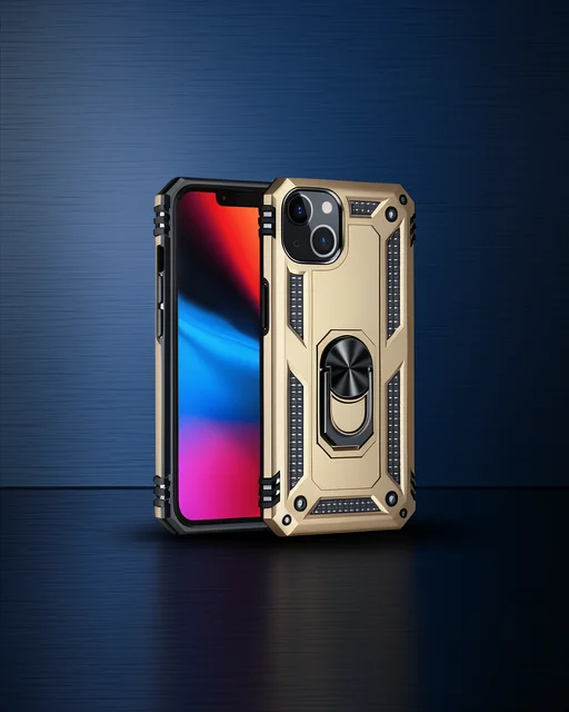 Apple İphone 14 Kılıf Sofya Yüzüklü Silikon Kapak - Gold