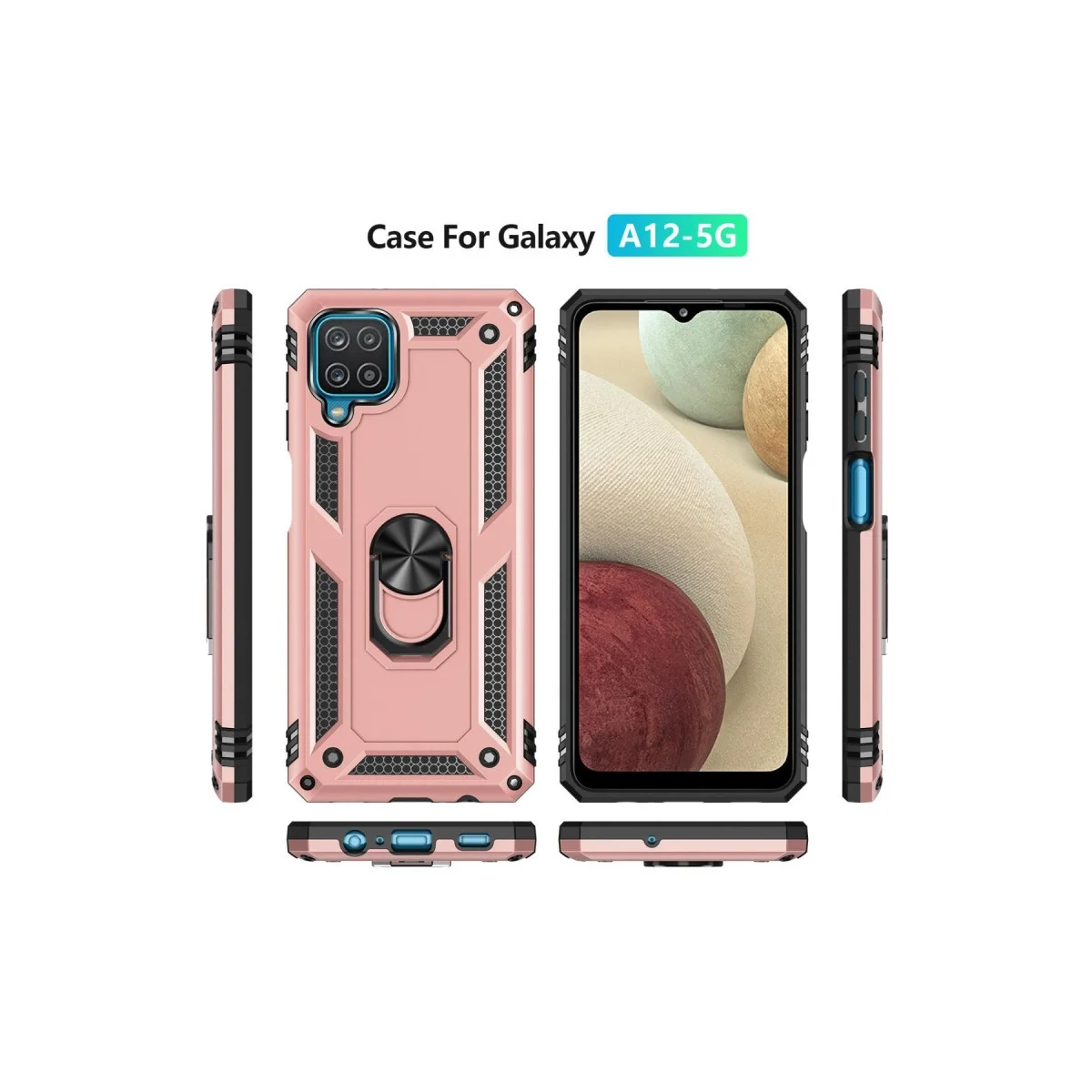 Samsung Galaxy A22 Kılıf Sofya Yüzüklü Silikon Kapak - Rose görsel 3