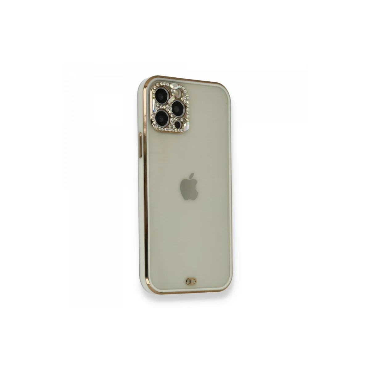 Apple İphone 12 Pro Kılıf Liva Taşlı Silikon - Beyaz görsel 2