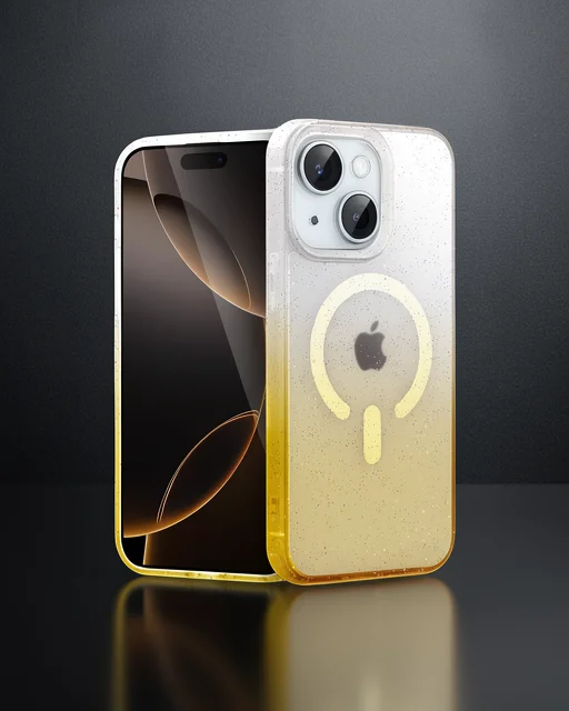 Apple İphone 14 Pummel Shiny Magsafe Kapak - Gold