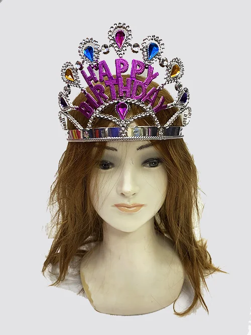 Gümüş Renk Happy Birthday Yazılı Doğum Günü Tacı 60 cm görsel 2