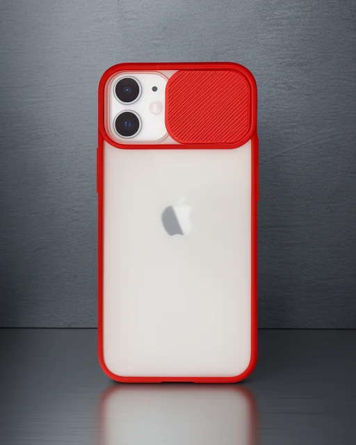 Apple İphone 11 Kılıf Palm Buzlu Kamera Sürgülü Silikon - Kırmızı