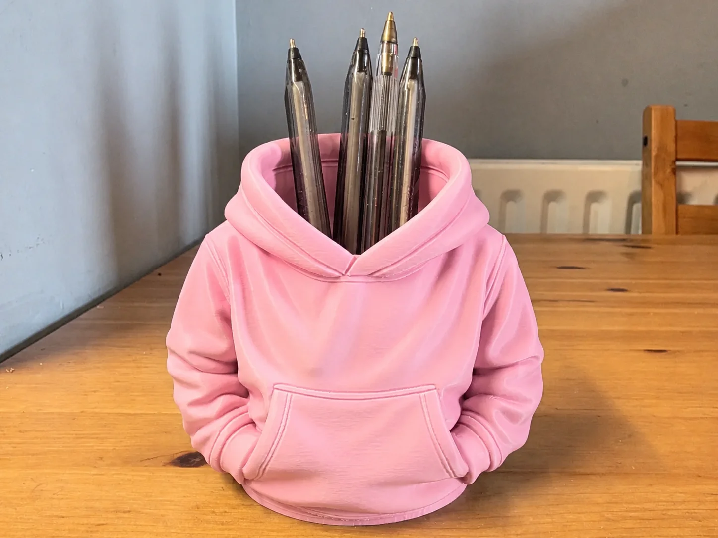 3D Baskı Kapüşonlu Sweatshirt Kalemlik - Masaüstü Organizer-Pembe