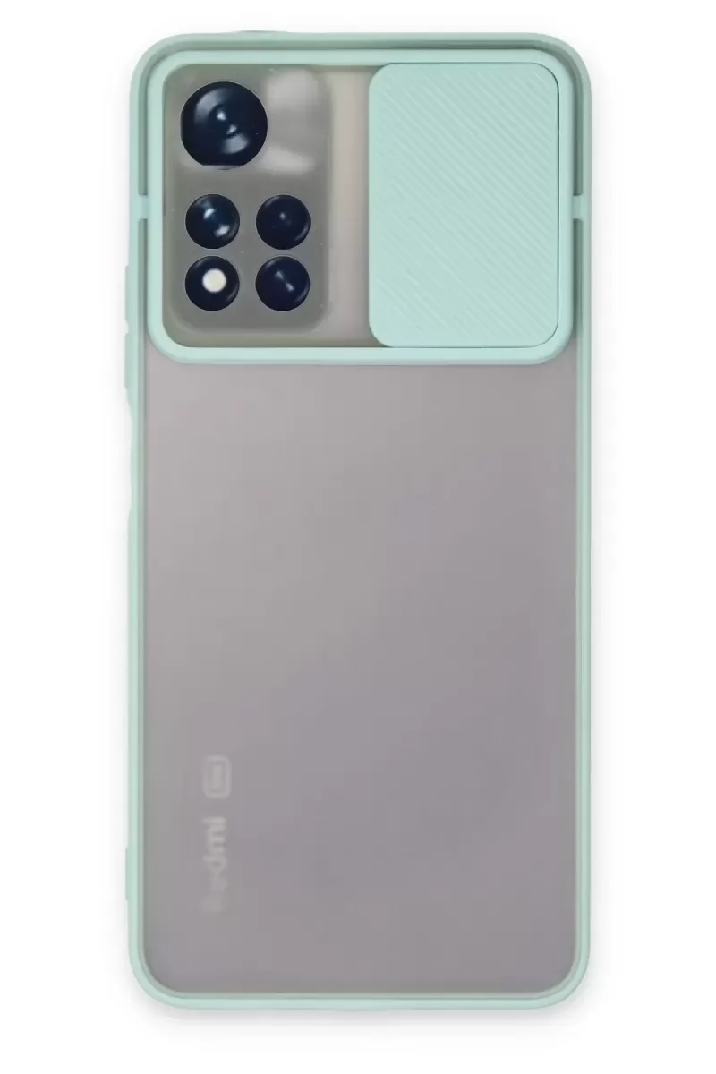 Xiao Red Note 11 Pro Plus 5G Kılıf Palm Buzlu Kamera Sürgülü Silikon - Turkuaz