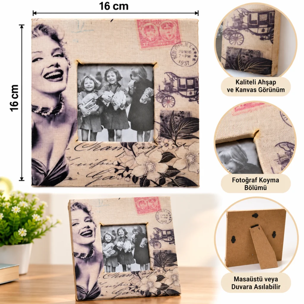 Marilyn Monroe Tasarım Ahşap Resim Fotoğraf Çerçevesi