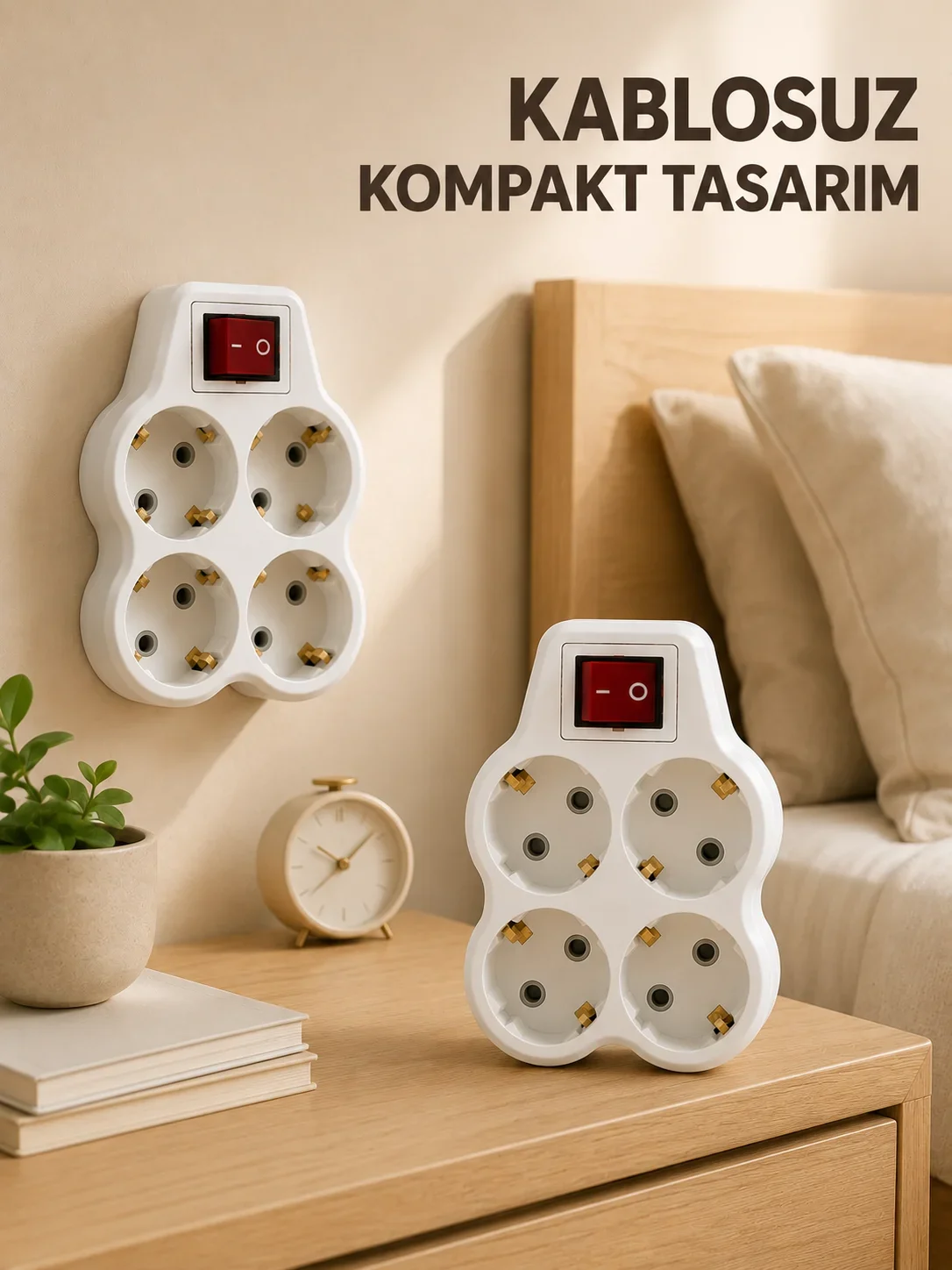 2’li Set 4’lü Priz Çoklayıcı Açma Kapama Anahtarlı Direkt Prize Takılan Adaptör