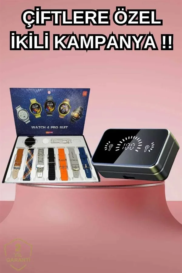 Powerbank Aynalı Bluetooth Kulaklık Ve Akıllı Saat Seti ANC Özelliği Dokunamatik görsel 2