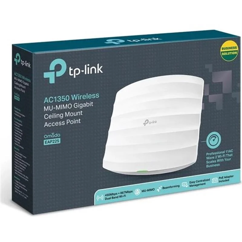 Omada EAP225 AC1350 1 Port Gıgabıt RJ45 2.4/5GHZ Mu-mımo Poe Tavan Tipi Access Poınt (poe Adaptörü Dahil)