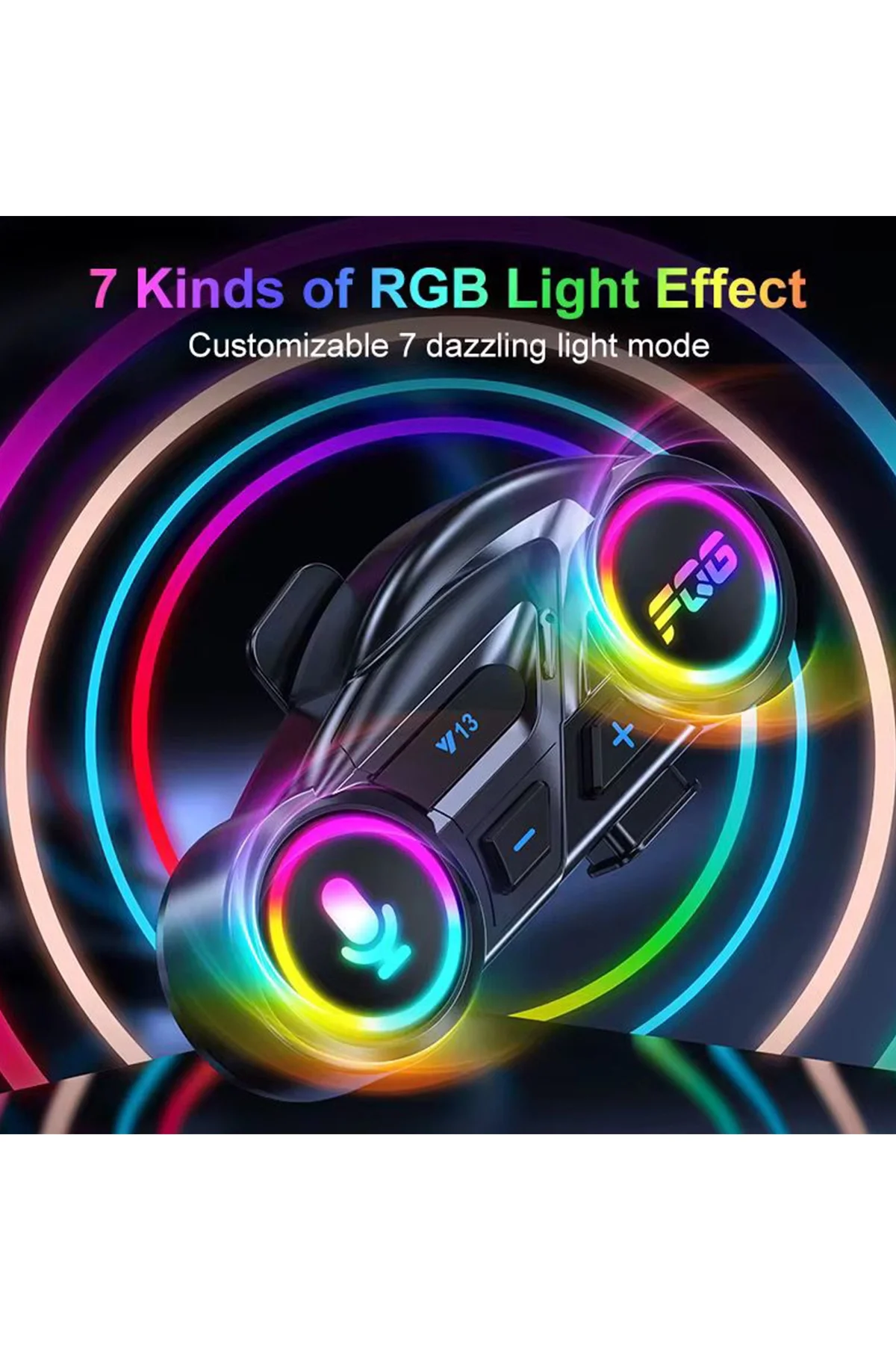 Y13 Motor Kask Kulaklık Rgb Modlu Radyolu Motosiklet Kulaklık 5.3 Bluetooth Intercom görsel 6