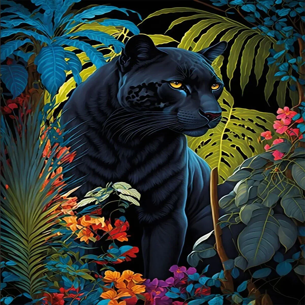 20071 PUZZLE 500 Black Panther With a Tropical görsel 2