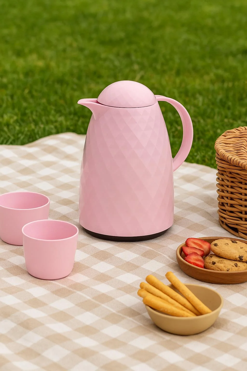 1 Lt Akrilik Soft Pembe Çay Termosu 12 Saat Sıcak 24 Saat Soğuk görsel 3