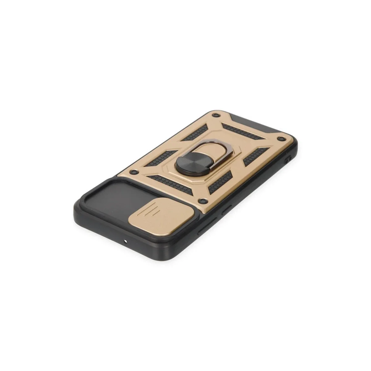 Samsung Galaxy A03 Kılıf Pars Lens Yüzüklü Silikon - Gold görsel 5