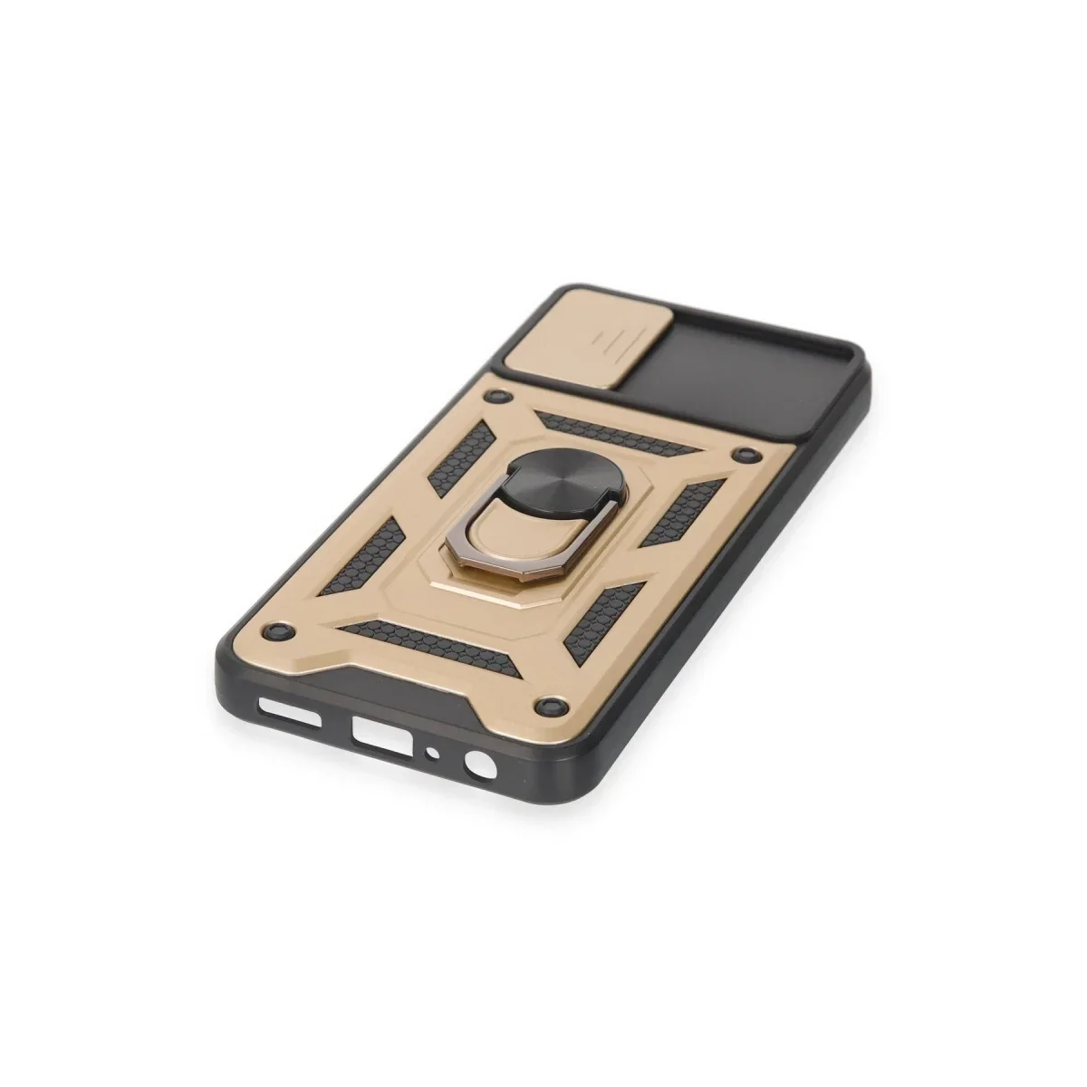 Samsung Galaxy A04E Kılıf Pars Lens Yüzüklü Silikon - Gold görsel 5