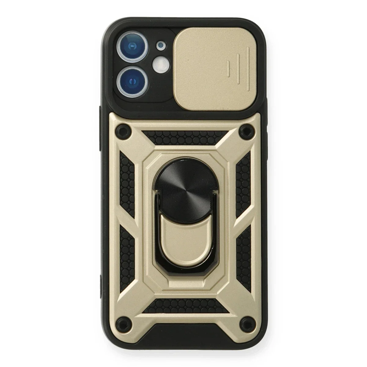 Apple iPhone 12 Mini Kılıf Pars Lens Yüzüklü Silikon - Gold