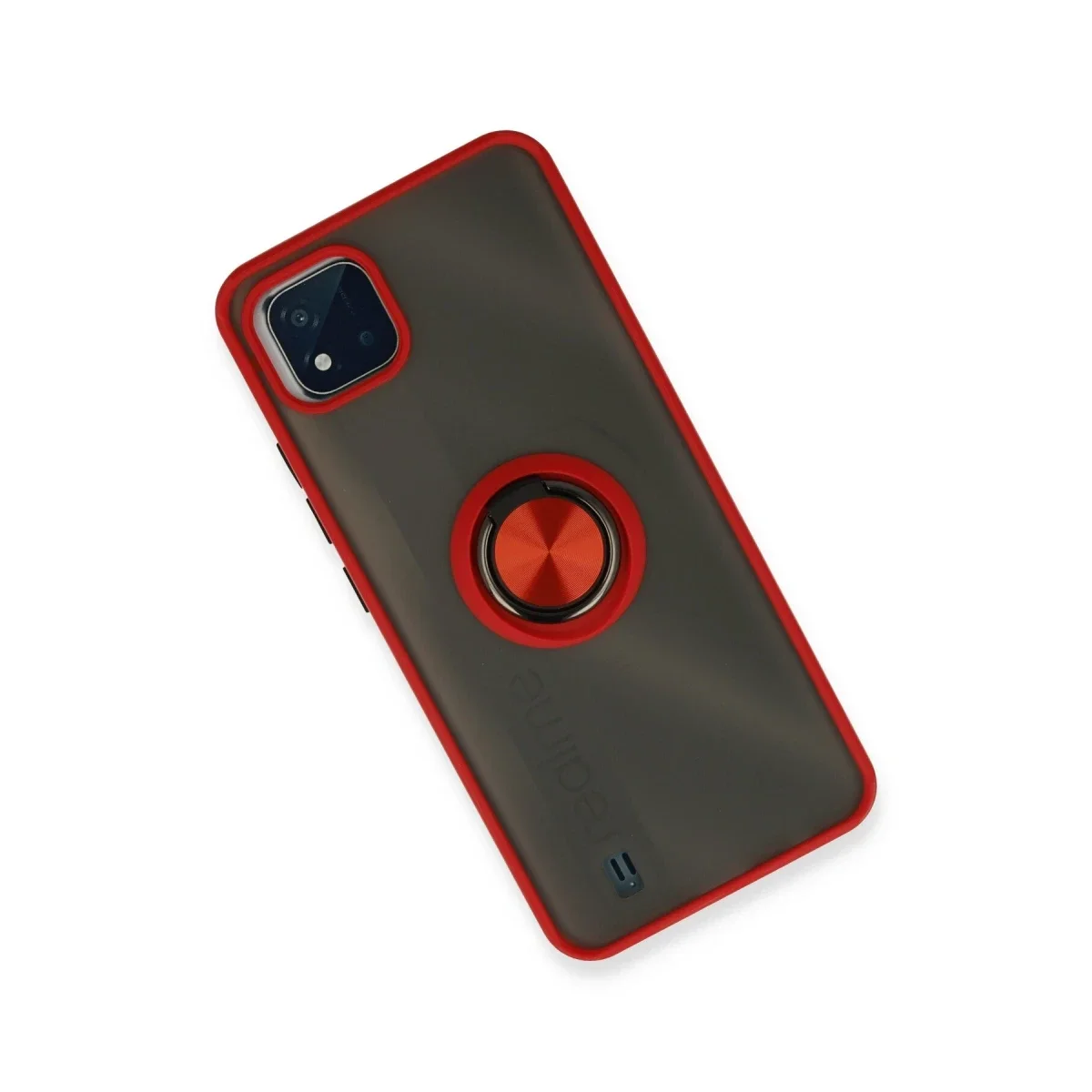 Realme C11 2021 Kılıf Montreal Yüzüklü Silikon Kapak - Kırmızı görsel 2