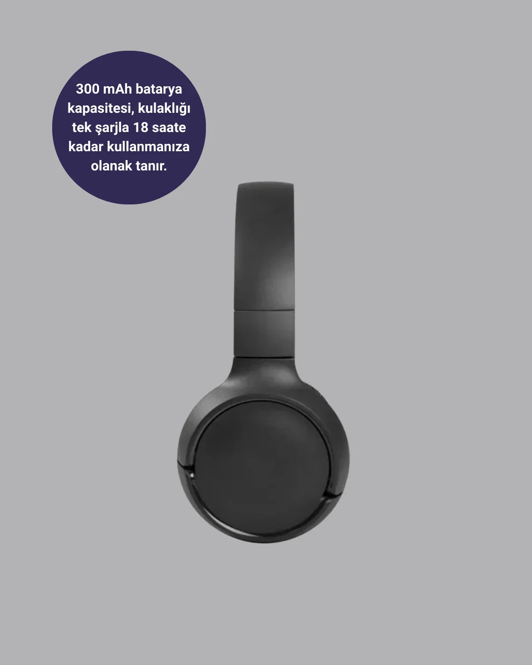 Bluetooth 5.0 Siyah Kablosuz Kulaklık 18 Saat Batarya Katlanabilir Tasarım Yeni Nesil görsel 3