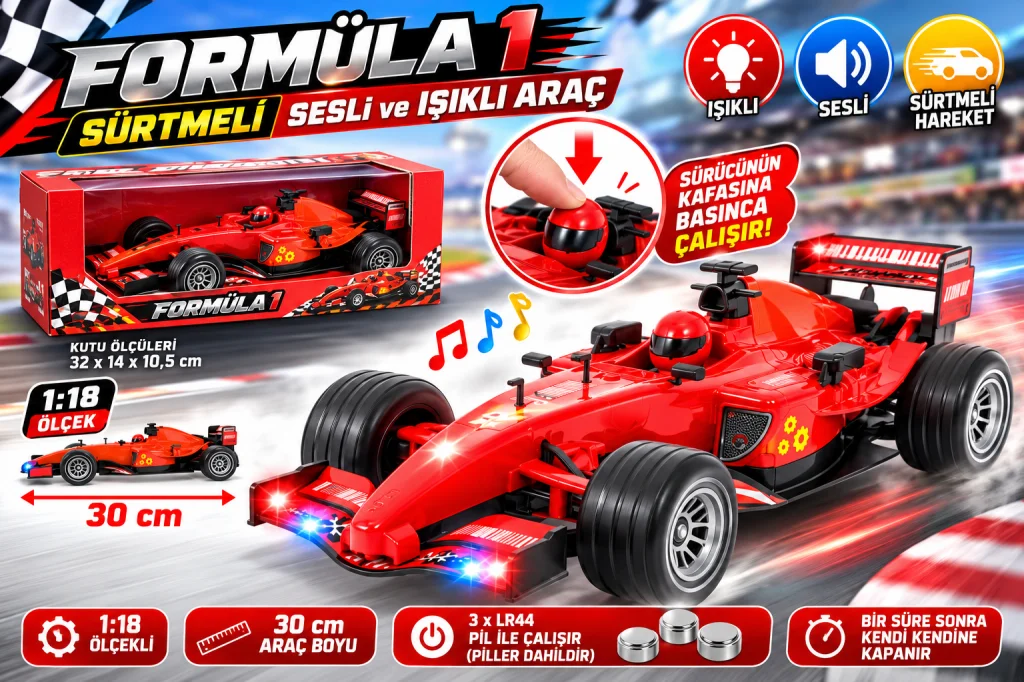 Sürtmeli Sesli ve Işıklı Formüla 1 Aracı
