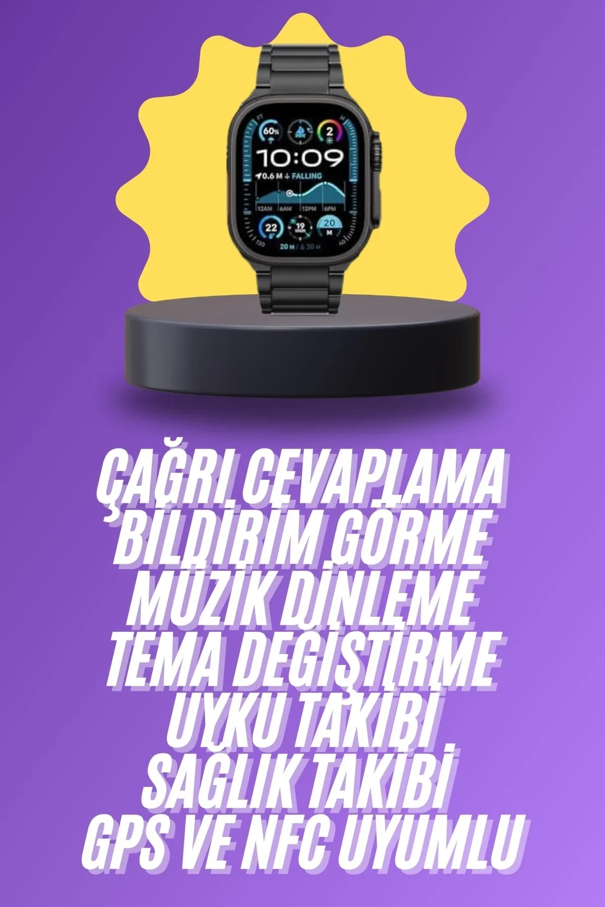 Ultra 3 Kordonlu Amoled Ekran Akıllı Saat Çok Fonksiyonlu Uyku ve Sağlık Takibi görsel 2