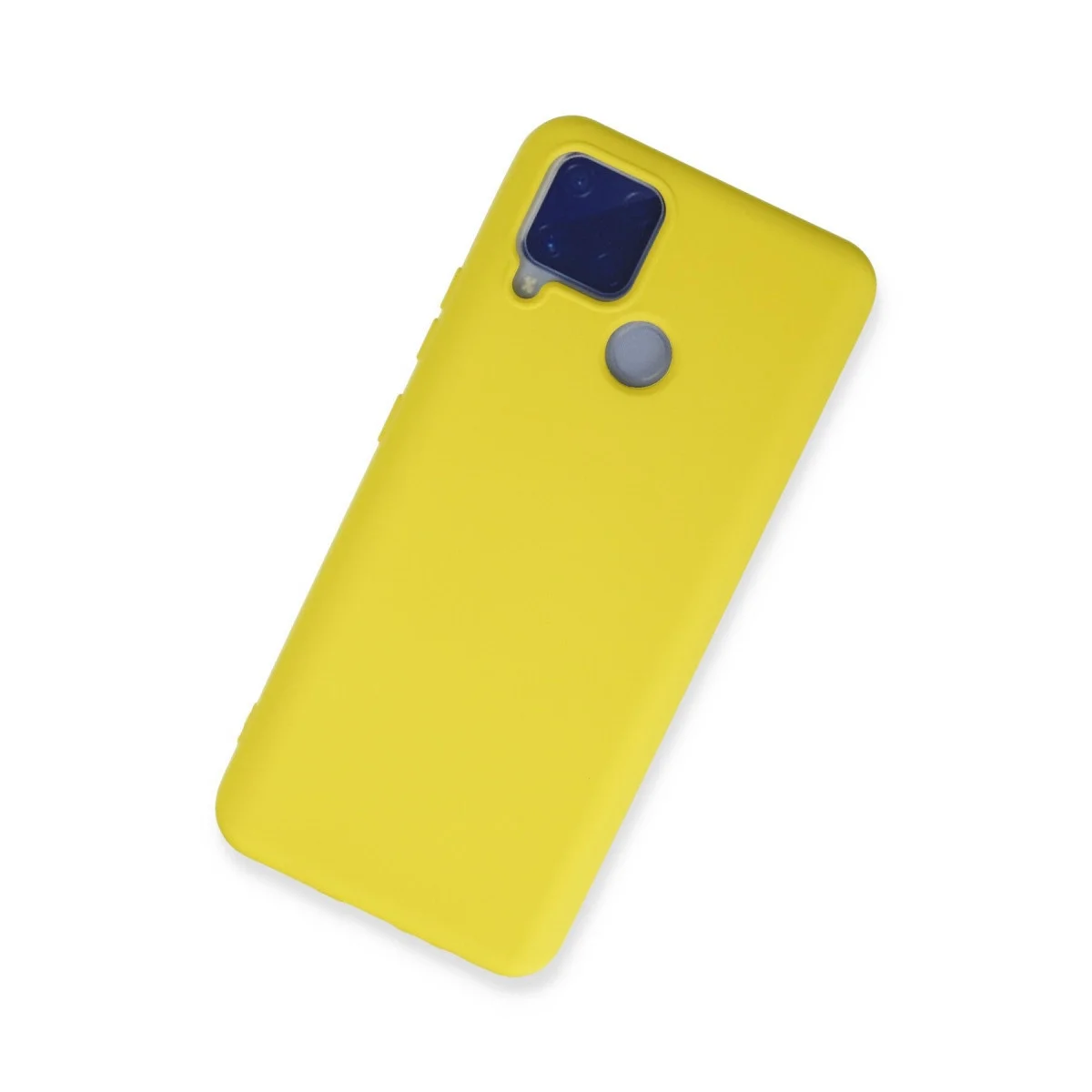 Realme C15 Kılıf Nano İçi Kadife Silikon - Sarı görsel 2