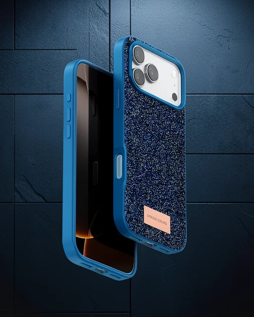Onegif Apple İphone 17 Pro Max Bright Simli Kapak - Mavi