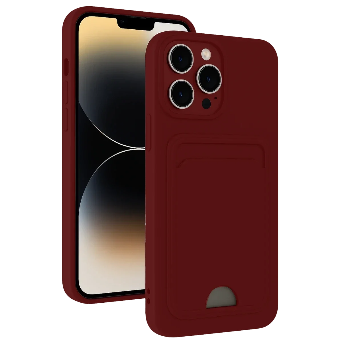 Apple iPhone 15 Pro Kılıf Kelvin Kartvizitli Silikon - Bordo görsel 3