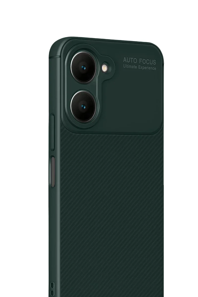 Vivo Y18 Kılıf Auto Focus Karbon Kapak - Koyu Yeşil görsel 2