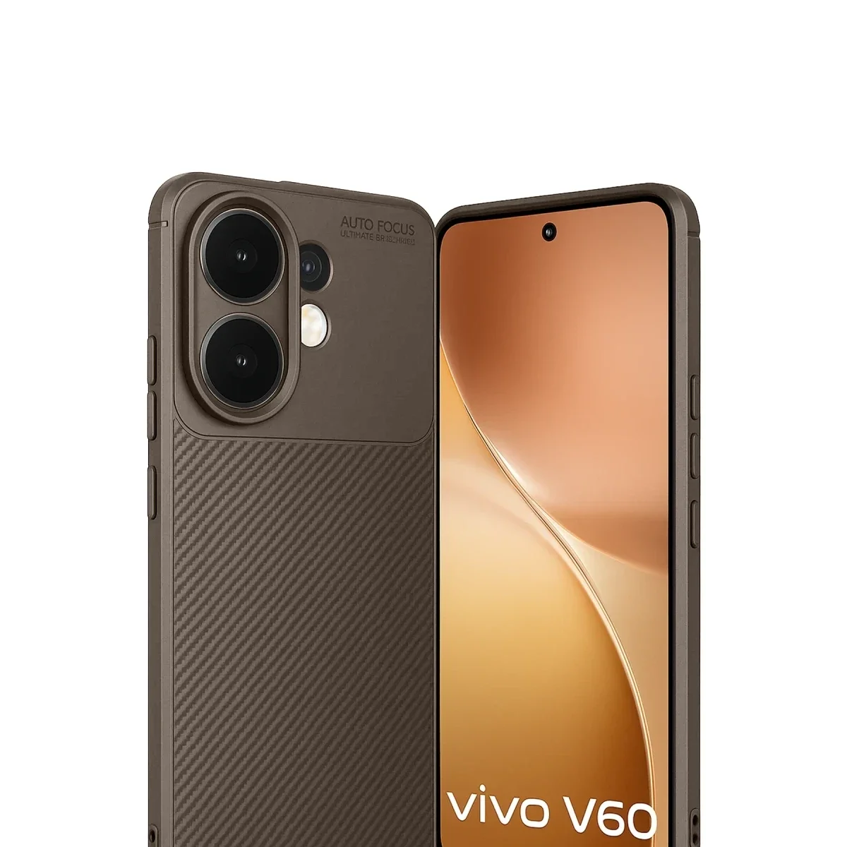 Vivo V60 5G Auto Focus Karbon Kapak - Kahverengi görsel 2