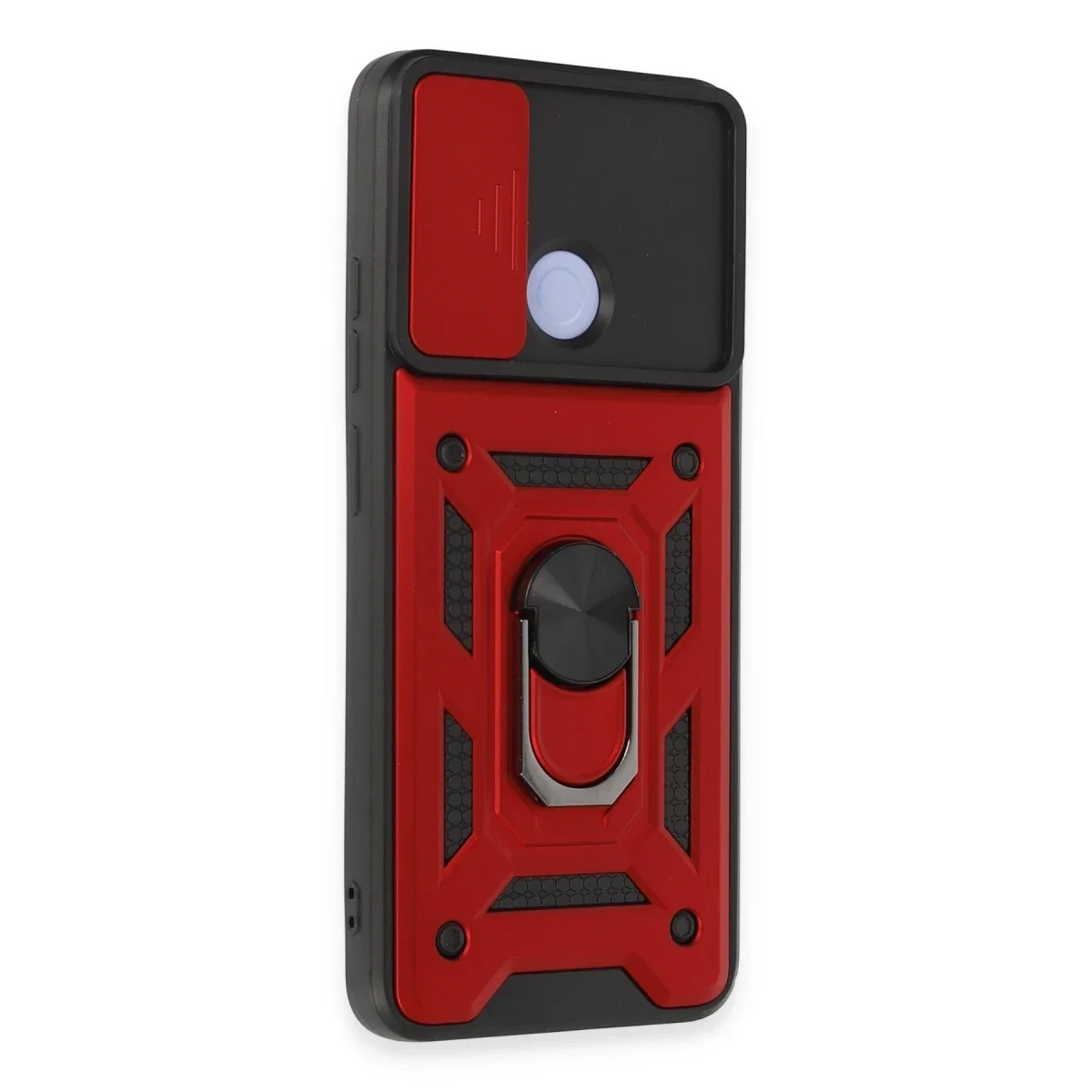 Xiaomi Redmi 12C Kılıf Pars Lens Yüzüklü Silikon - Kırmızı görsel 2