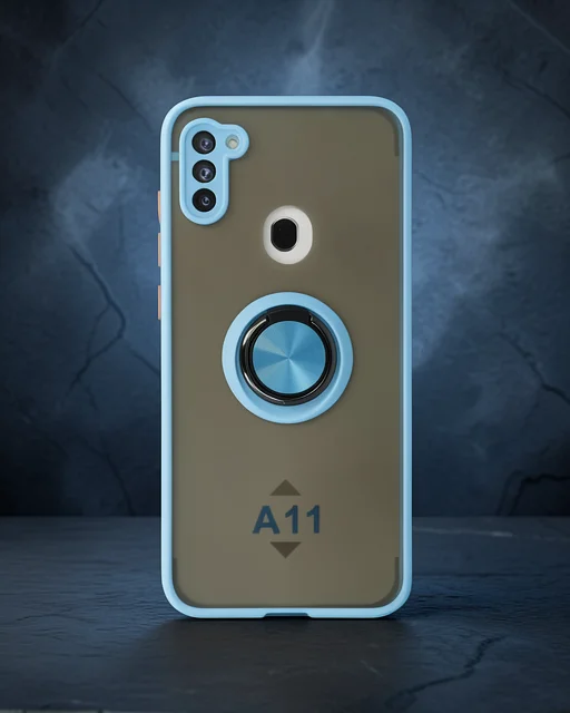 Samsung Galaxy A11 Kılıf Montreal Yüzüklü Silikon Kapak - Buz Mavi