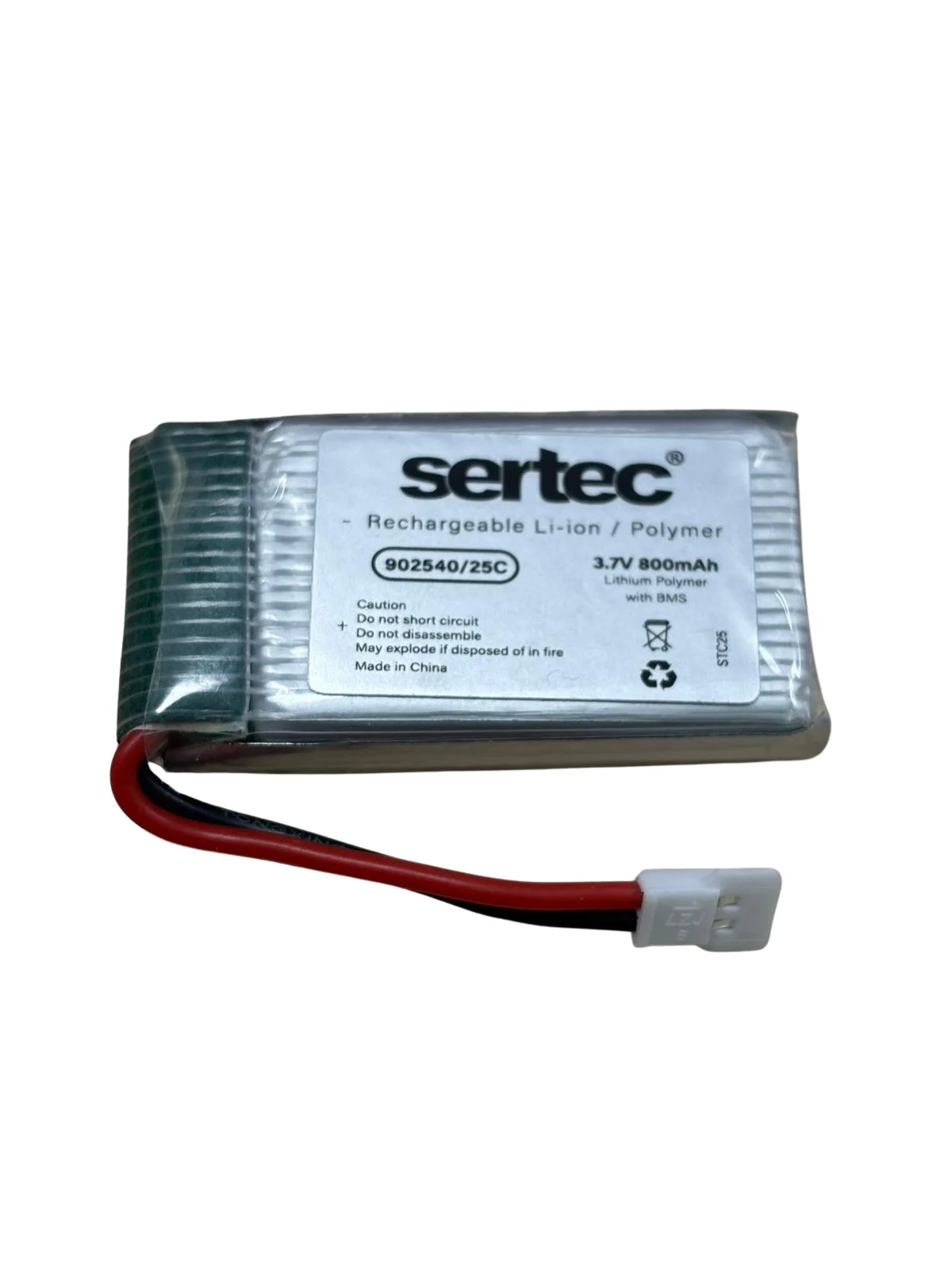 902540 3.7V 800mAh 25C BEYAZ SOKET Drone Bataryası