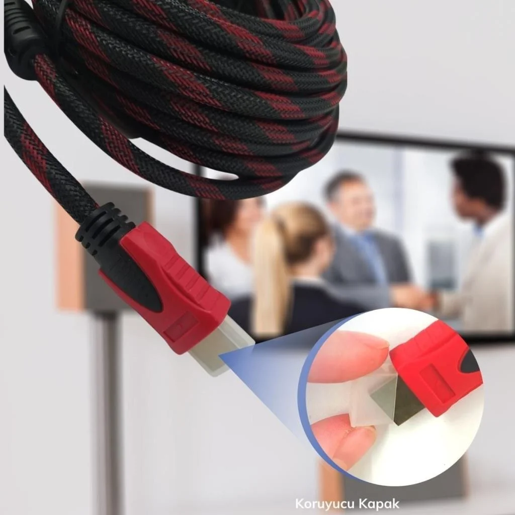HDMI Kablosu HDTV Bilgisayar Uydu Görüntü Ses Full HD Sargılı Görüntü Aktarma Kablosu görsel 2